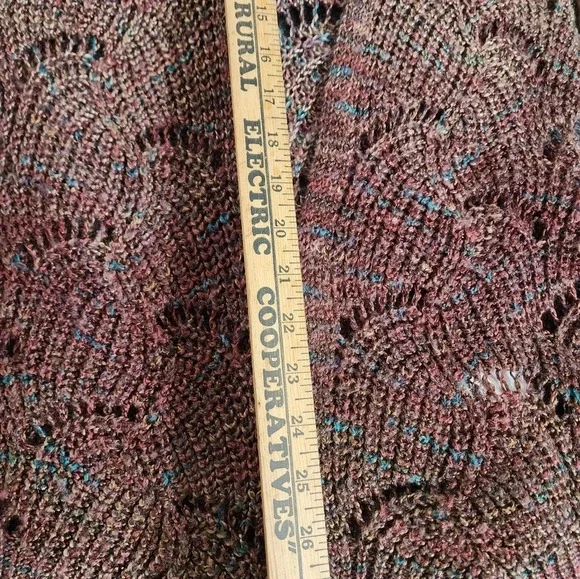 Maurices Burgundy Cardigan Sweater XS Colorful Wave Stitch Open Front X Small - Picture 7 of 10